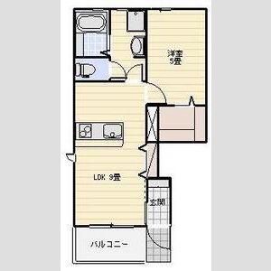 LOTUS坪井(1LDK/1階)の間取り写真