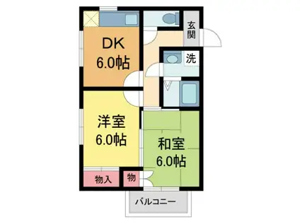 ハイツ尾崎(2DK/2階)の間取り写真