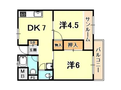 エスペランサ魚崎(2DK/5階)の間取り写真