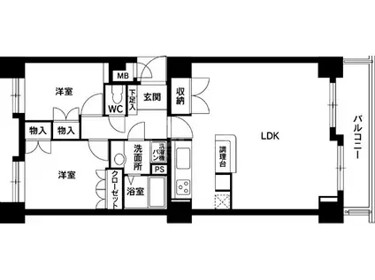 ピア高宮N棟(2LDK/8階)の間取り写真