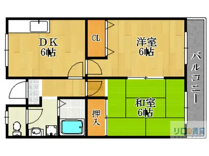 ビューハイツ(2DK/1階)の間取り写真