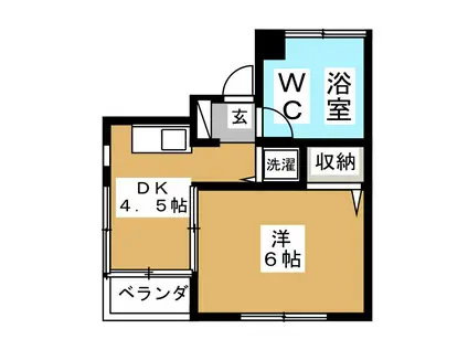 中岡ビル(1DK/4階)の間取り写真