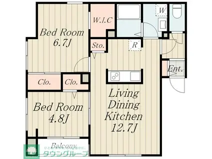 GRAN世田谷(2LDK/2階)の間取り写真