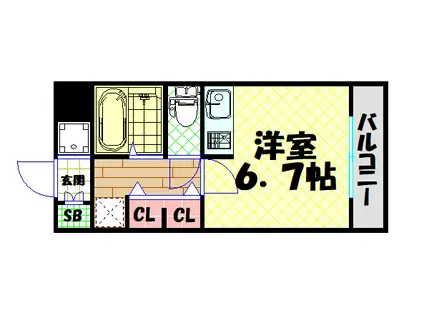 クリザンテーメ大手前(ワンルーム/9階)の間取り写真