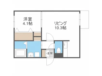 PRIMA RAVIE(1LDK/2階)の間取り写真