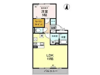 フローラ A棟(1LDK/1階)の間取り写真
