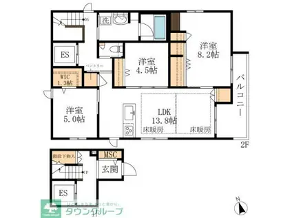 BELLE ESTIMEE MOTOYAMA(3LDK/2階)の間取り写真