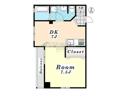 MAISON DE CHOU CHOU(1DK/6階)の間取り写真