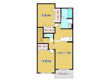 ジェネシスII(2LDK/2階)の間取り写真