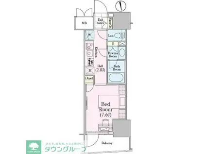 ロイジェントパークス四ツ谷(1K/12階)の間取り写真