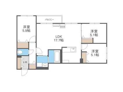 BLUE FOREST(3LDK/3階)の間取り写真
