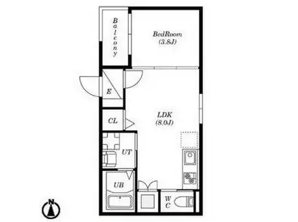 ウエスト名駅(1LDK/2階)の間取り写真