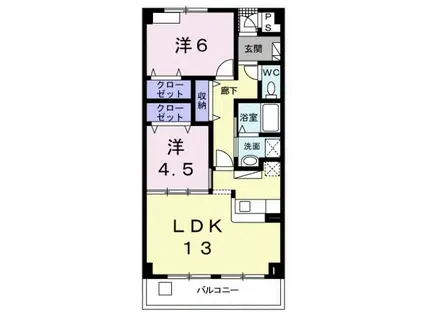 ヒルズ向イ山(2LDK/2階)の間取り写真