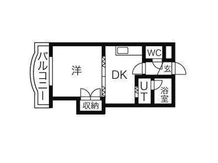 セゾン・ドゥ・ブランシェ南12条(1DK/1階)の間取り写真