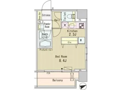 パークフラッツ芝浦(ワンルーム/4階)の間取り写真