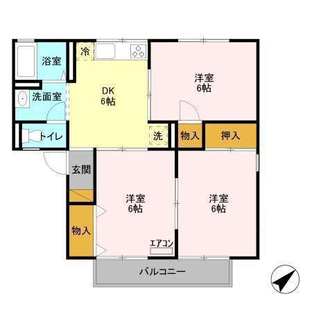 メープルハイム A(3DK/1階)の間取り写真