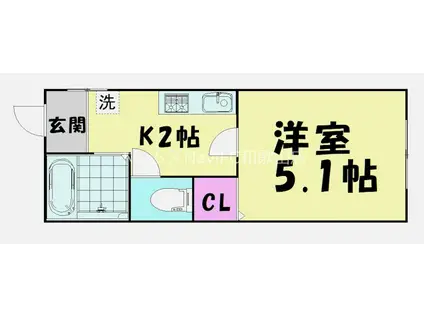 TJ御坊(1K/1階)の間取り写真