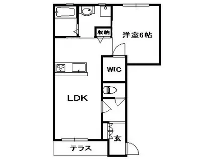スイートハイツ南口(1LDK/1階)の間取り写真