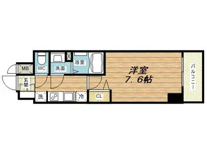 LALA PLACE難波ガルテン(1K/6階)の間取り写真