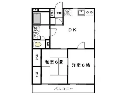 エスポワール武蔵野(2DK/2階)の間取り写真