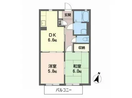 アルブルド・ソア(2DK/2階)の間取り写真