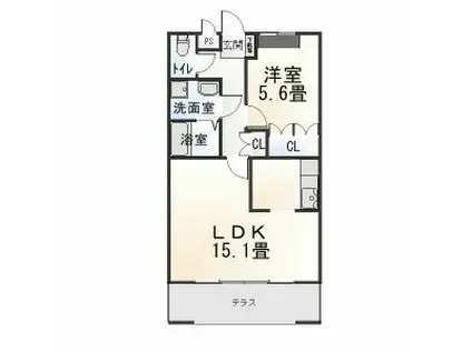 プロニティ(1LDK/1階)の間取り写真