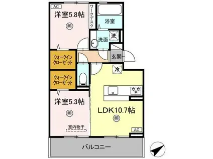 コウジィーコート(2LDK/3階)の間取り写真