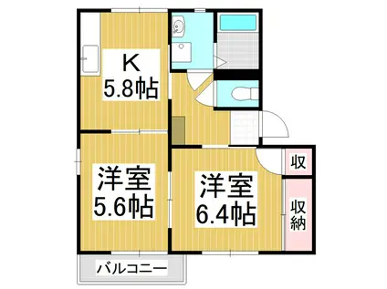 タウン・プレミールC(2K/2階)の間取り写真