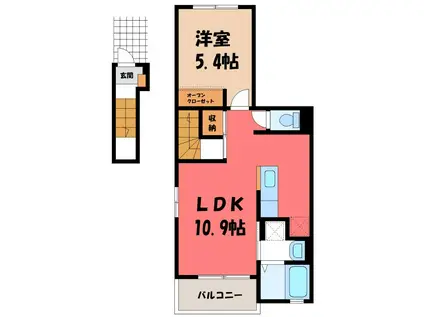 ローハプレイスIII(1LDK/2階)の間取り写真