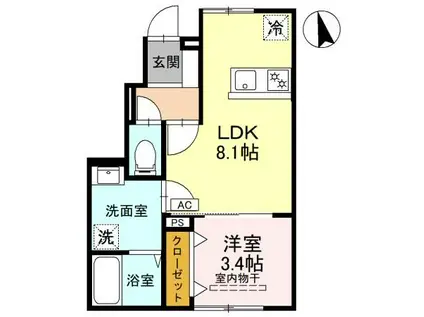 RELUXIA A(1LDK/1階)の間取り写真