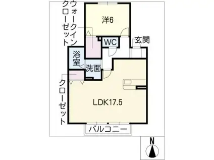 ドミール(1LDK/2階)の間取り写真