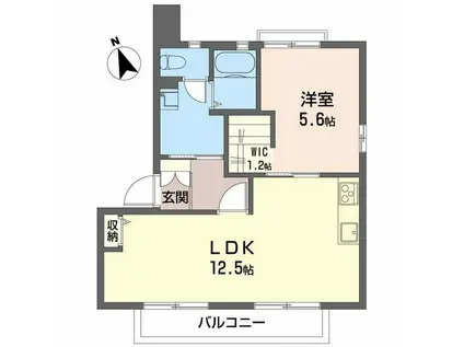 シティーガーデン安積C棟(1LDK/2階)の間取り写真