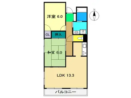 コーポ北斗七星II(2LDK/2階)の間取り写真