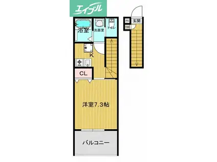 ONWARD(1K/2階)の間取り写真