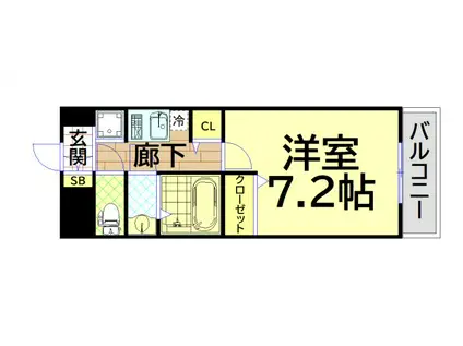 エステムコート南堀江IIICHURA(1K/15階)の間取り写真