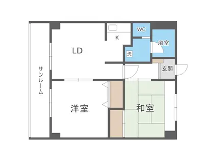 朝日レジデンス(2LDK/6階)の間取り写真