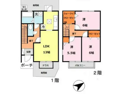 プログレスコート(3LDK/1階)の間取り写真