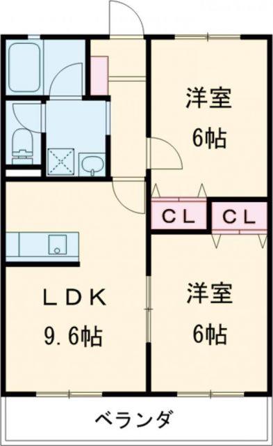 プリムヴェール(2LDK/1階)の間取り写真