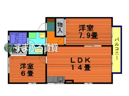 サイドピローII(2LDK/2階)の間取り写真