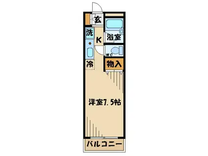 ドミトリー浅川(ワンルーム/1階)の間取り写真