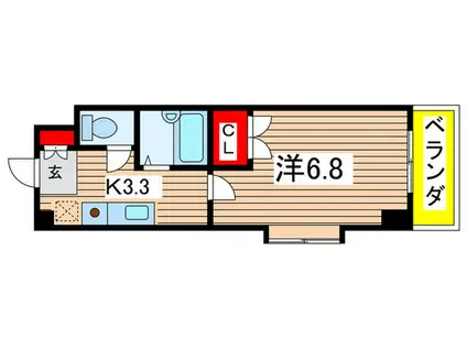 ボヌールII(1K/3階)の間取り写真