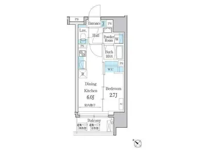 デュオメゾン文京白山(1DK/8階)の間取り写真