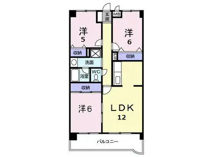 ファミール忠四郎(3LDK/4階)の間取り写真