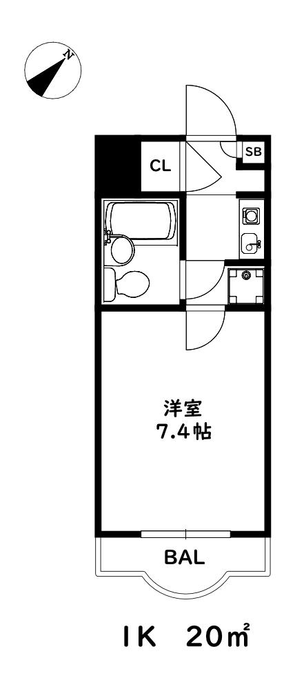 メゾン王子(1K/3階)の間取り写真