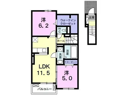 グラン フェリシア(2LDK/2階)の間取り写真