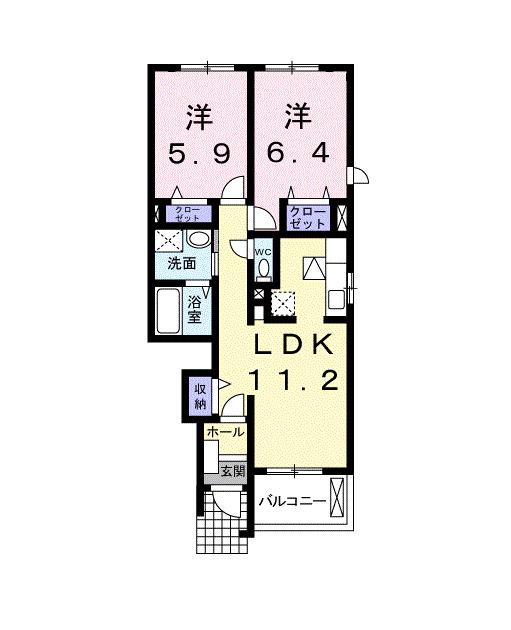 ミキハウスIIA(2LDK/1階)の間取り写真