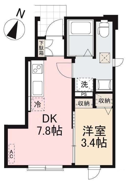MAISON DE BONHEUR(1DK/1階)の間取り写真