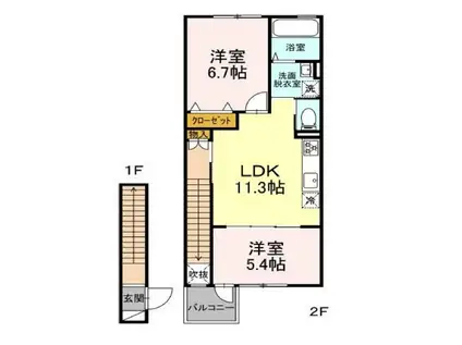 グランヒル八山田(2LDK/2階)の間取り写真