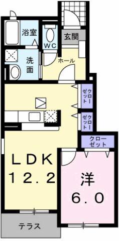 マスターズA(1LDK/1階)の間取り写真