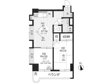 セブンスターマンション西荻(2DK/3階)の間取り写真